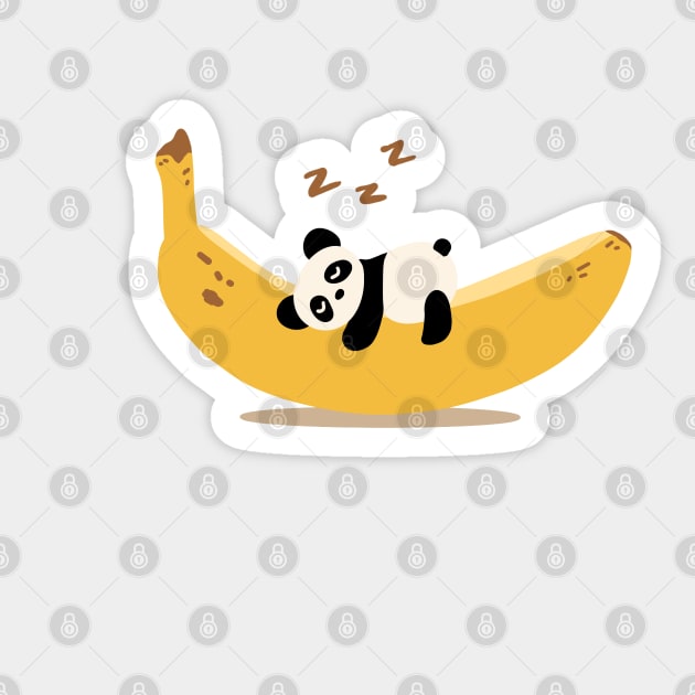 Little Panda Sleeping on a Banana Sticker by Chigurena